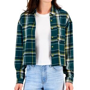 NWT! Cropped Plaid Flannel Shirt - Size: Medium